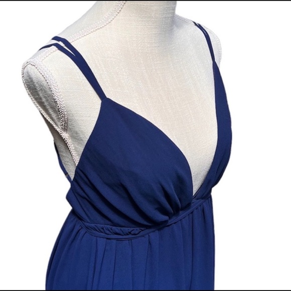 🌻Lulu's Blue Open-Back Long V-Neck Strappy Formal Dress Size Small - Picture 7 of 9